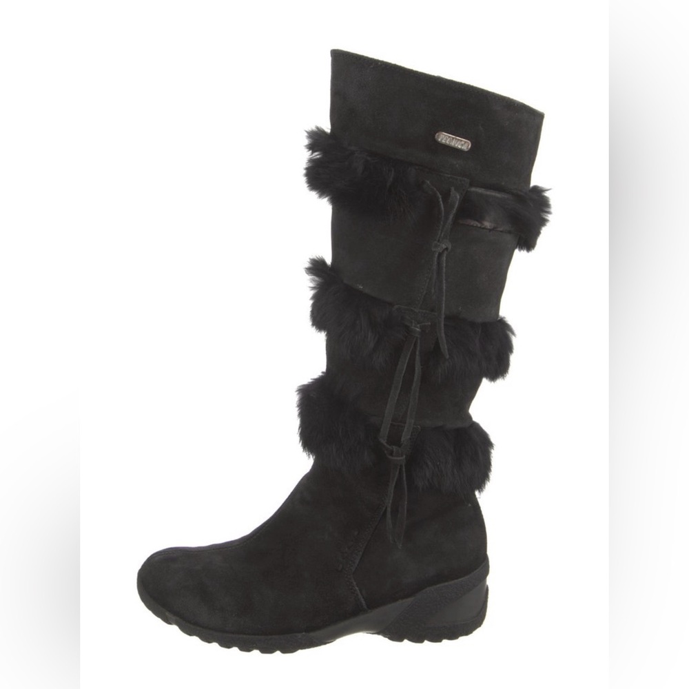 Tecnica Apres Winter Riding Boots Womens Size 7.5 Black Suede Leather Fur